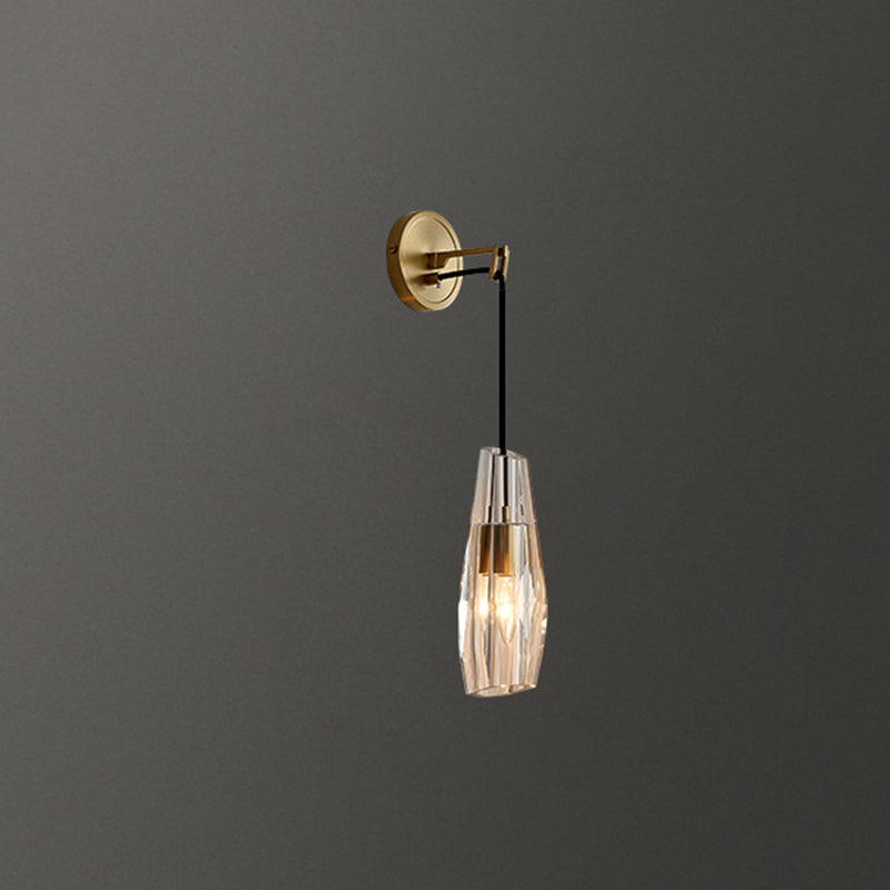 Teardrops Wall Mount Light Fixture Modern Style Crystal 1-Light Sconce Lights in Gold