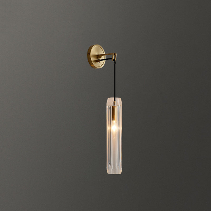 Teardrops Wall Mount Light Fixture Modern Style Crystal 1-Light Sconce Lights in Gold