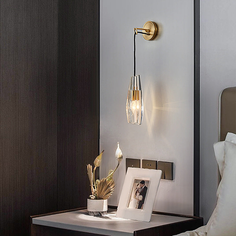 Teardrops Wall Mount Light Fixture Modern Style Crystal 1-Light Sconce Lights in Gold