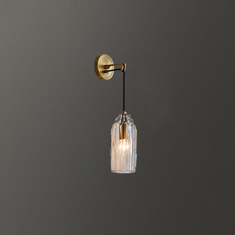 Teardrops Wall Mount Light Fixture Modern Style Crystal 1-Light Sconce Lights in Gold