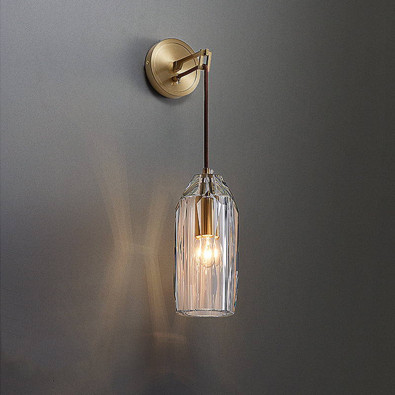 Teardrops Wall Mount Light Fixture Modern Style Crystal 1-Light Sconce Lights in Gold