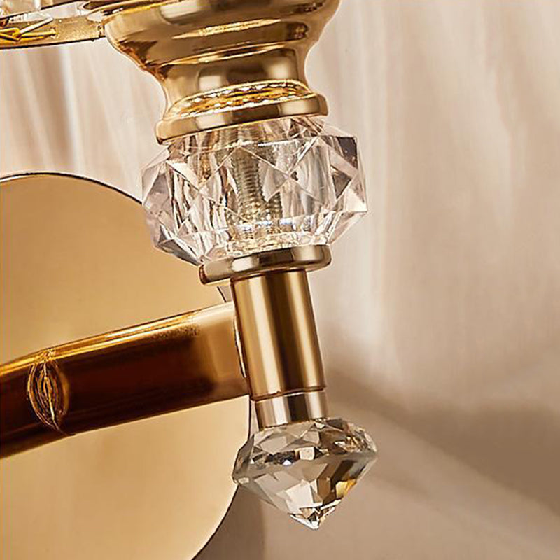Modern Style Cone Wall Light Sconce Crystal Block 1-Light Wall Mount Lamp in Gold