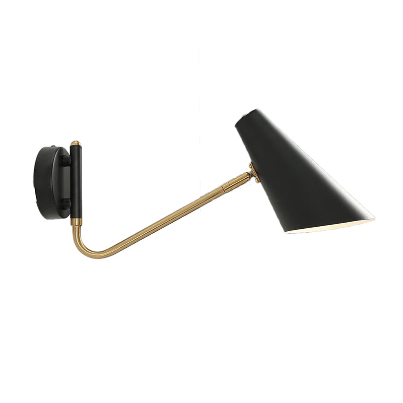 Lucinas de luz de pared cónica de estilo moderno lámparas de pared de 1 luces de metal en negro