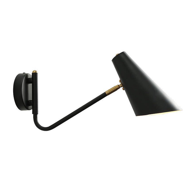 Lucinas de luz de pared cónica de estilo moderno lámparas de pared de 1 luces de metal en negro