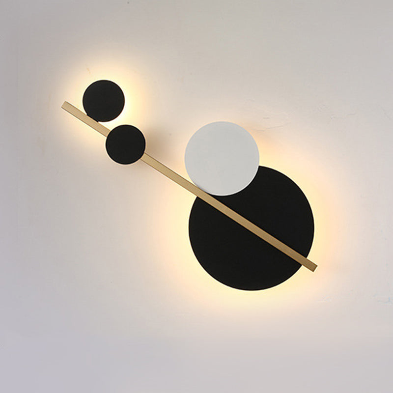 2-Lights Round Wall Sconce Modern Simple Style Metal Wall Lighting in White and Black