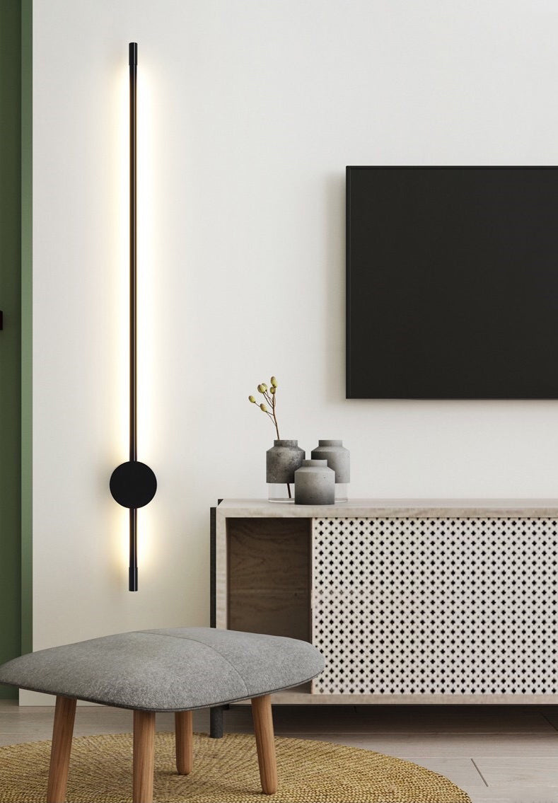 Black Aluminum Modern Wall Sconce Linear Wall Mounted Light for Living Room