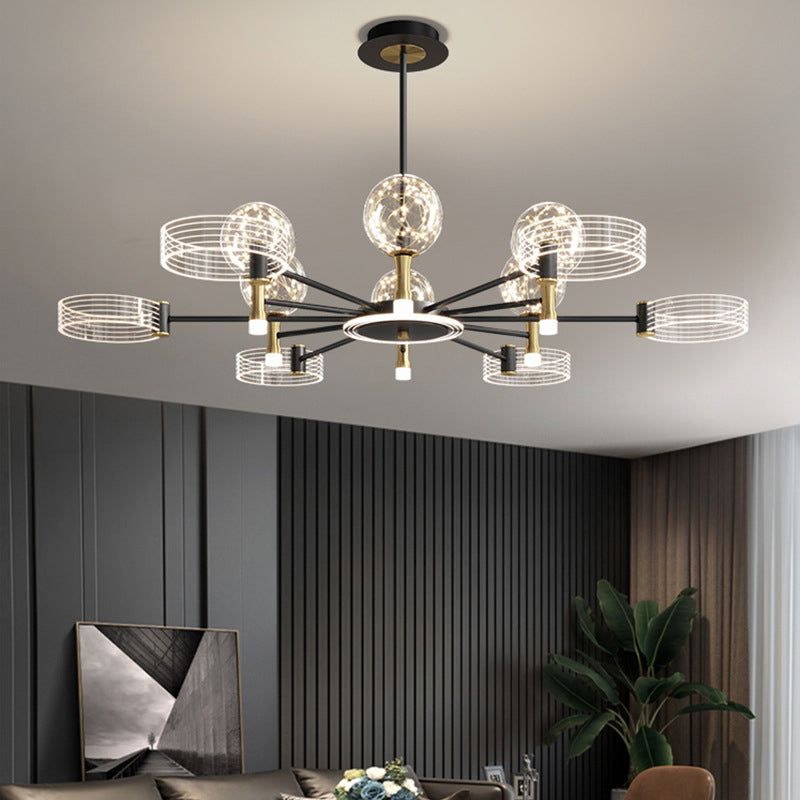 Modern Sputnik Chandelier Light Fixtures Metal LED Hanging Lamp for Living Room