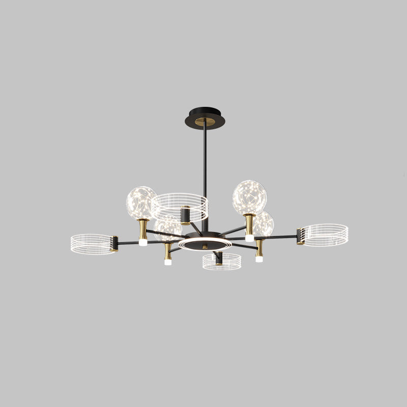 Lámpara de colgante de metal de lámparas de lámpara de lámpara Sputnik para sala de estar para sala de estar