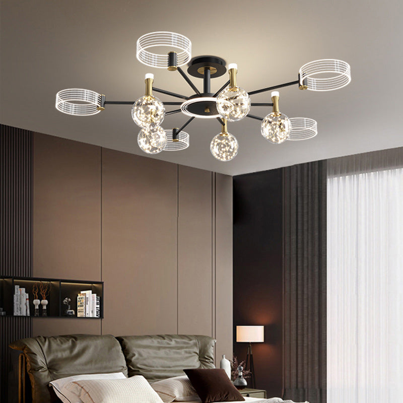 Modern Sputnik Chandelier Light Fixtures Metal LED Hanging Lamp for Living Room
