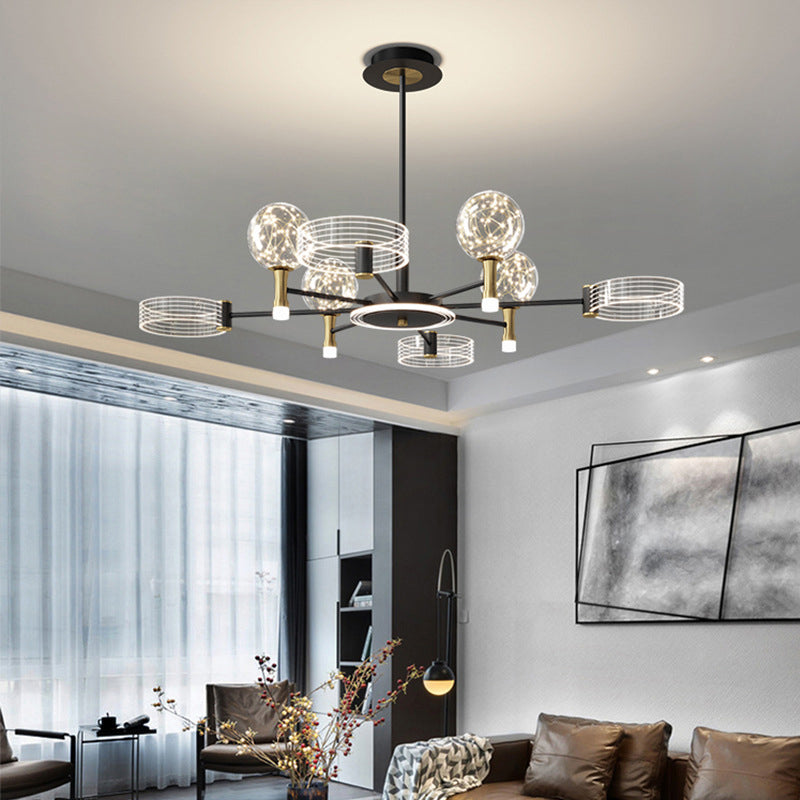 Modern Sputnik Chandelier Light Fixtures Metal LED Hanging Lamp for Living Room