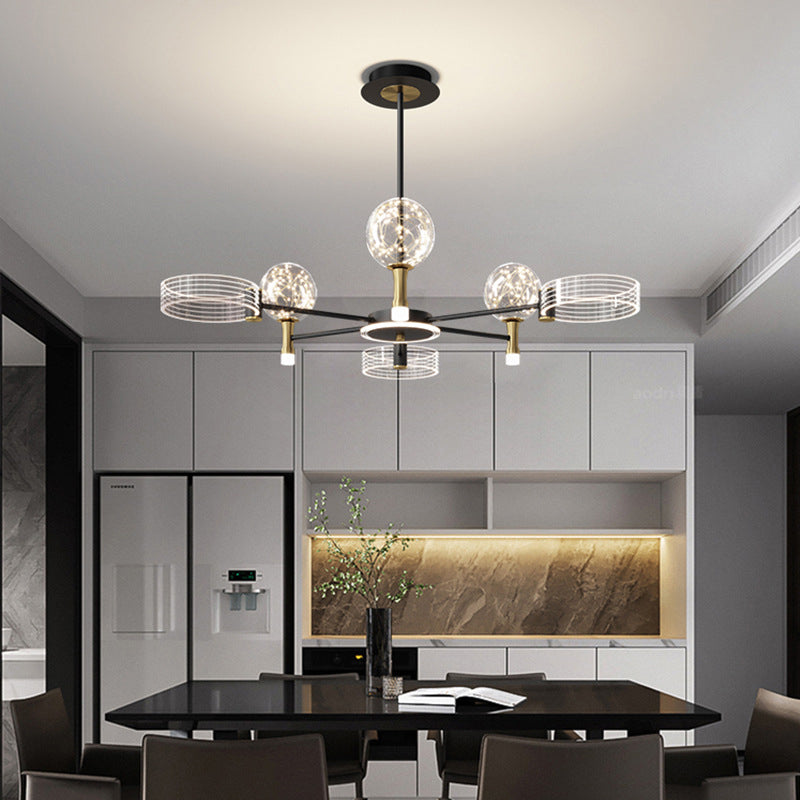 Modern Sputnik Chandelier Light Fixtures Metal LED Hanging Lamp for Living Room