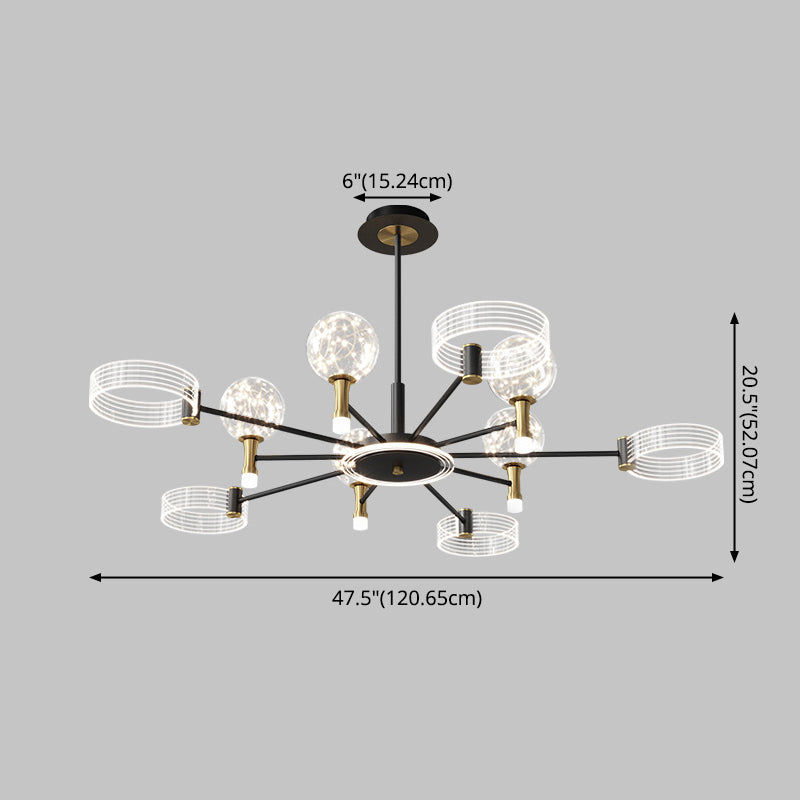 Modern Sputnik Chandelier Light Fixtures Metal LED Hanging Lamp for Living Room