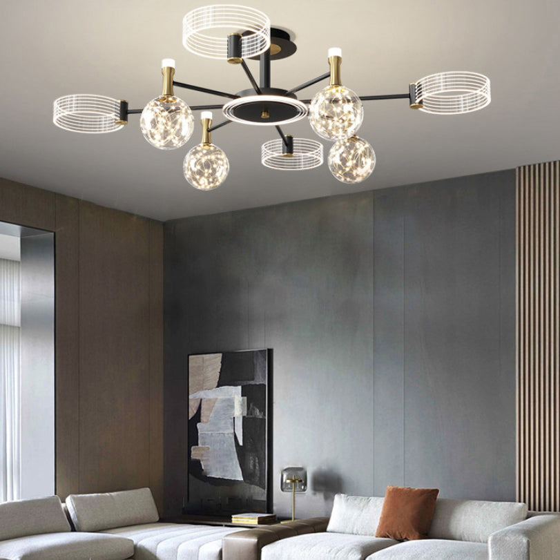 Modern Sputnik Chandelier Light Fixtures Metal LED Hanging Lamp for Living Room