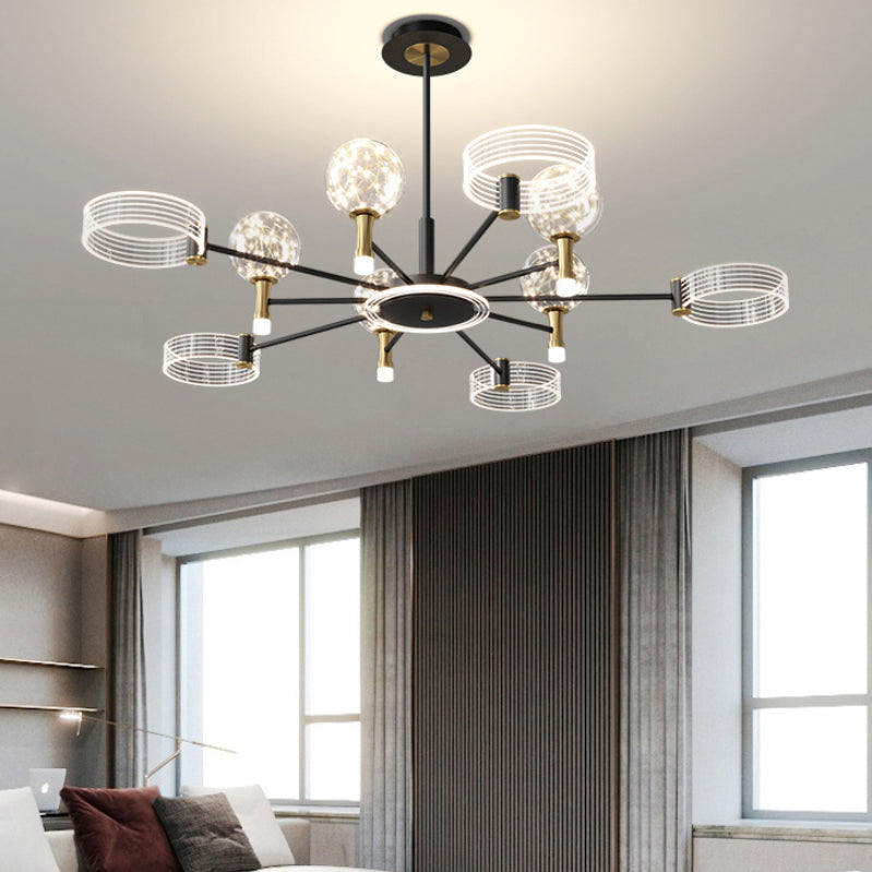 Modern Sputnik Chandelier Light Fixtures Metal LED Hanging Lamp for Living Room