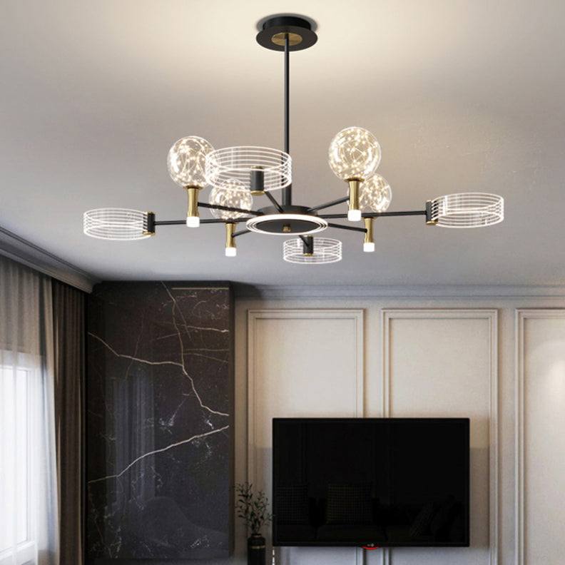 Modern Sputnik Chandelier Light Fixtures Metal LED Hanging Lamp for Living Room