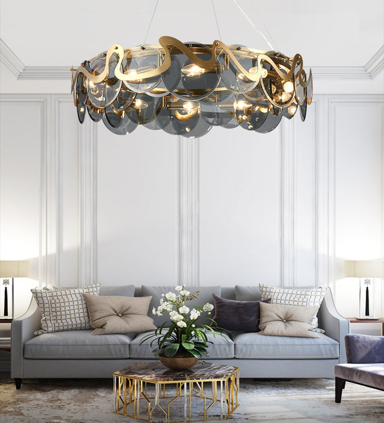 Metal Hanging Pendant Lights Contemporary Circle Hanging Lamps for Living Room