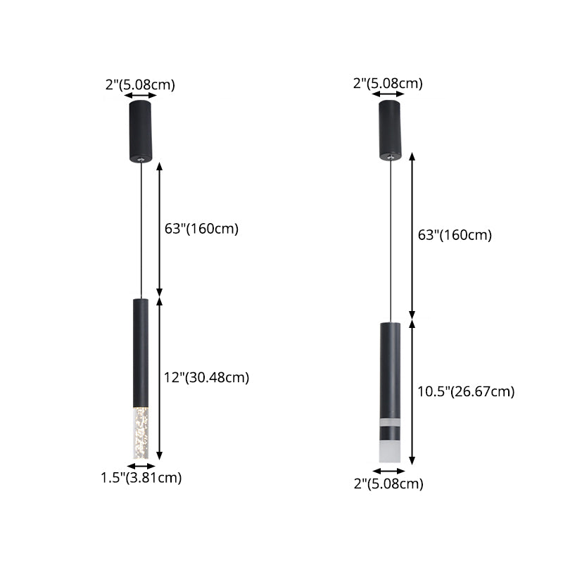 Black Cylindroid LED Pendant Light in Modern Simplicity Wrought Iron Hanging Lamp with Acrylic Shade
