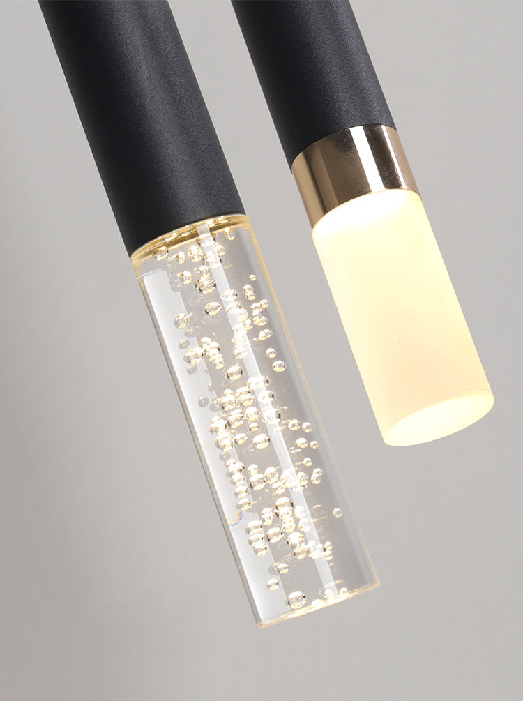 Black Cylindroid LED Pendant Light in Modern Simplicity Wrought Iron Hanging Lamp with Acrylic Shade