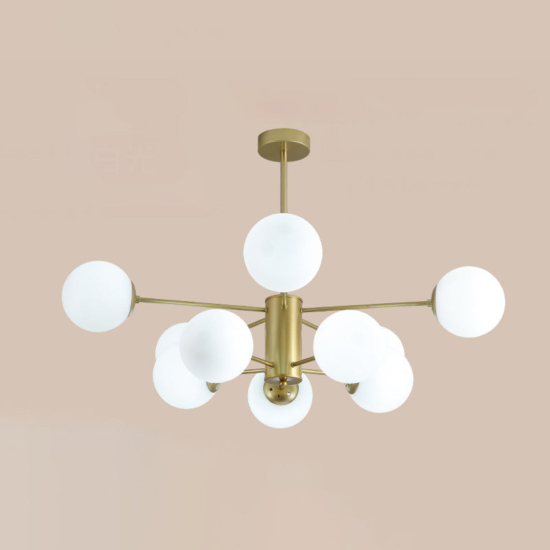 Gold Moderner Kronleuchter mit Milch weißer Glasschatten für Esszimmer Schlafzimmer geeignet
