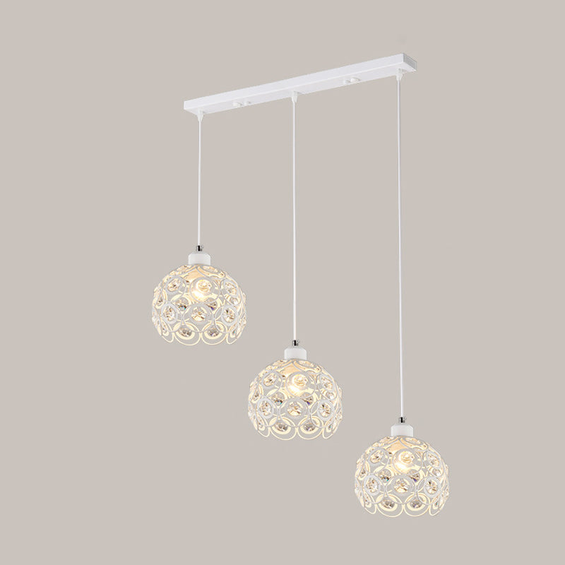 Spherical Dining Room Hanging Light Crystal Modern Style Pedant Light Fixture