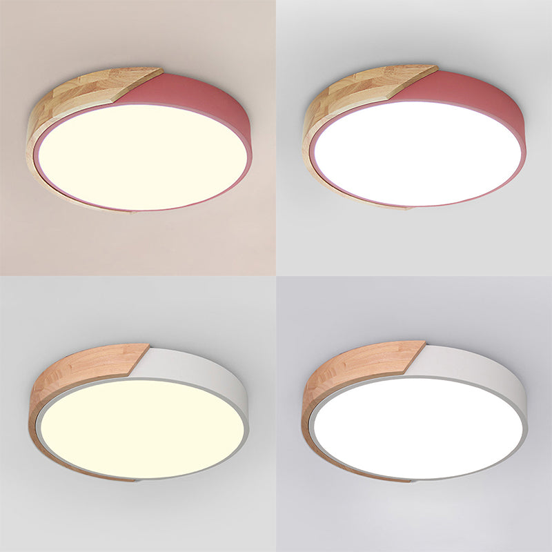 Macaron Modern Round Flushmount Bedroom Metal LED Ceiling Flush Mount Lamp