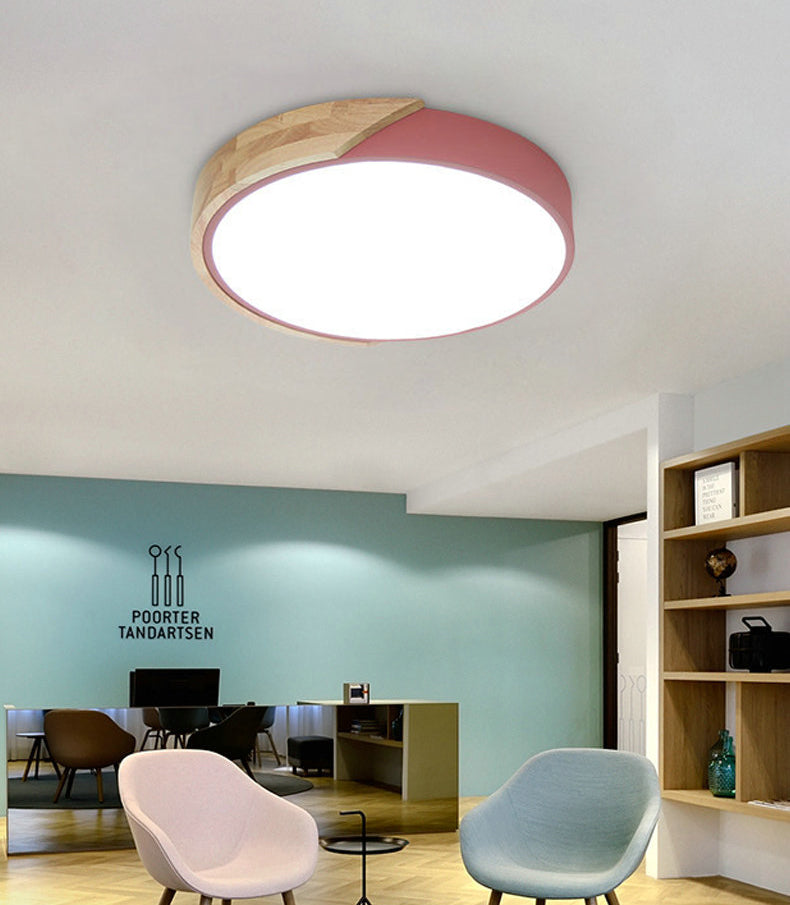 Macaron Modern Round Flushmount Bedroom Metal LED Ceiling Flush Mount Lamp
