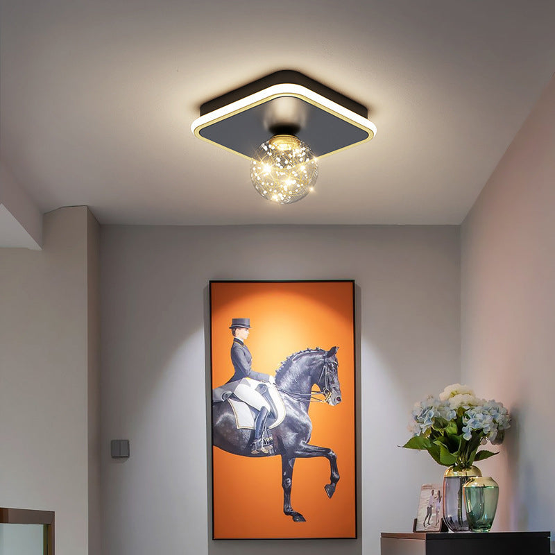 Geometric Ceiling Light Fixture Minimalist Metal LED Black Ceiling Mounted Fixture