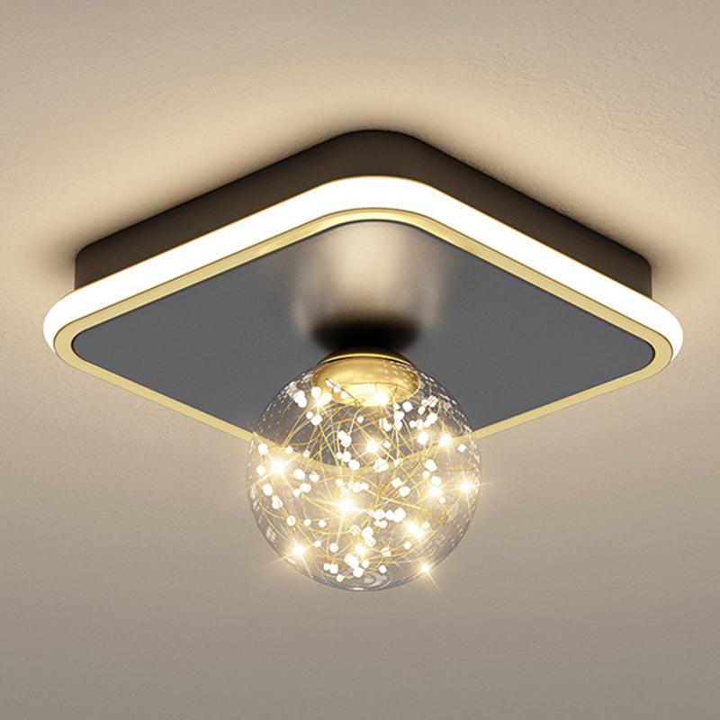 Geometric Ceiling Light Fixture Minimalist Metal LED Black Ceiling Mounted Fixture