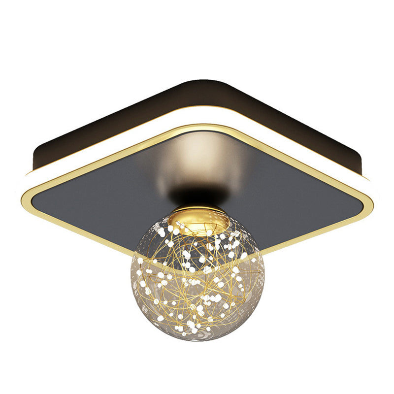 Geometric Ceiling Light Fixture Minimalist Metal LED Black Ceiling Mounted Fixture