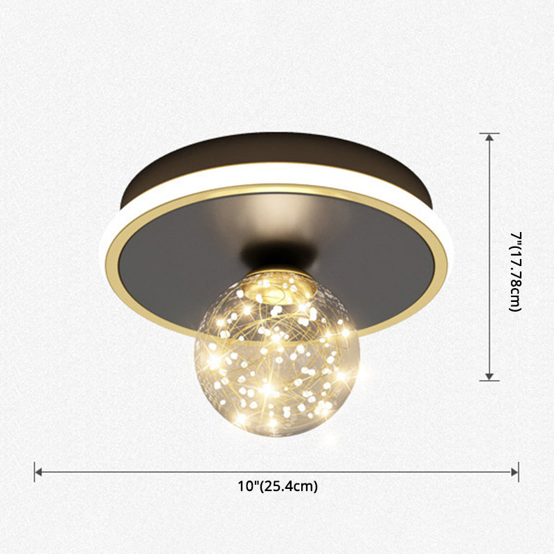 Geometric Ceiling Light Fixture Minimalist Metal LED Black Ceiling Mounted Fixture