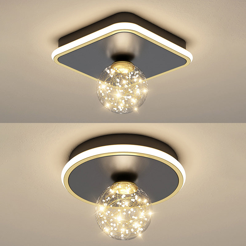 Geometric Ceiling Light Fixture Minimalist Metal LED Black Ceiling Mounted Fixture