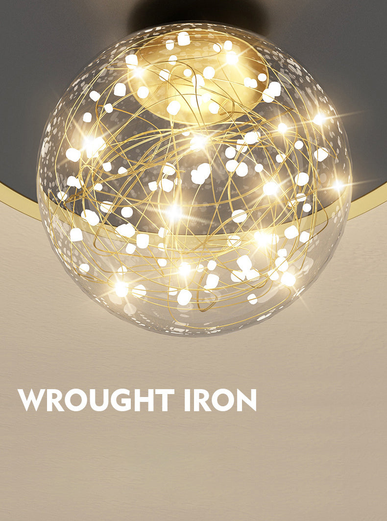 Geometric Ceiling Light Fixture Minimalist Metal LED Black Ceiling Mounted Fixture