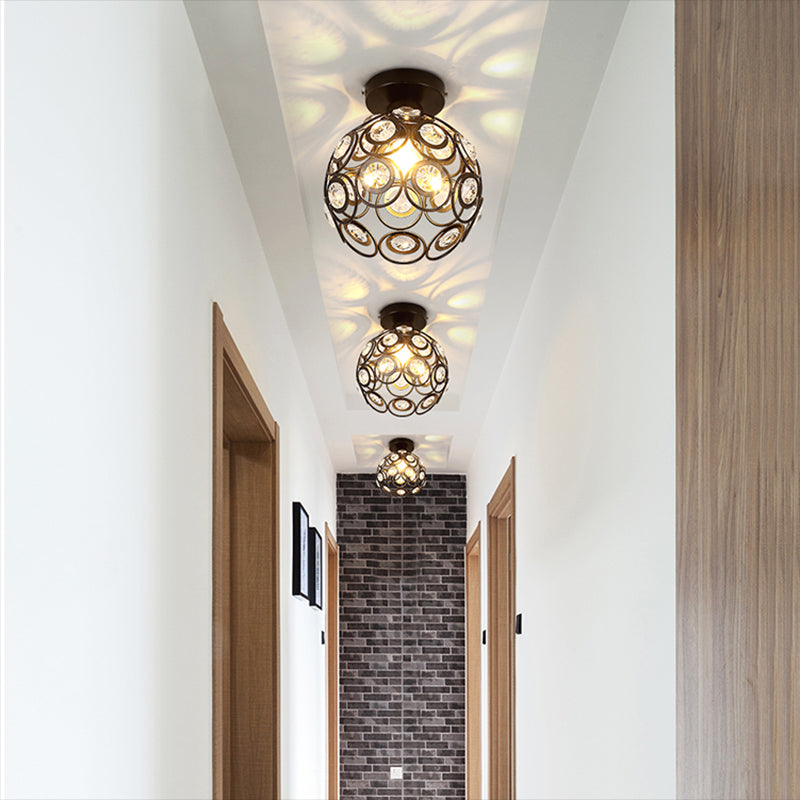 Crystal Global Flush Mount Light Modern 1 Head Ceiling Flush Light for Aisle