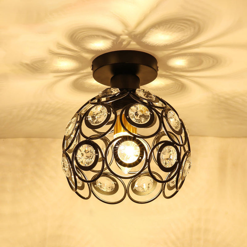 Crystal Global Flush Mount Light Modern 1 Head Ceiling Flush Light for Aisle