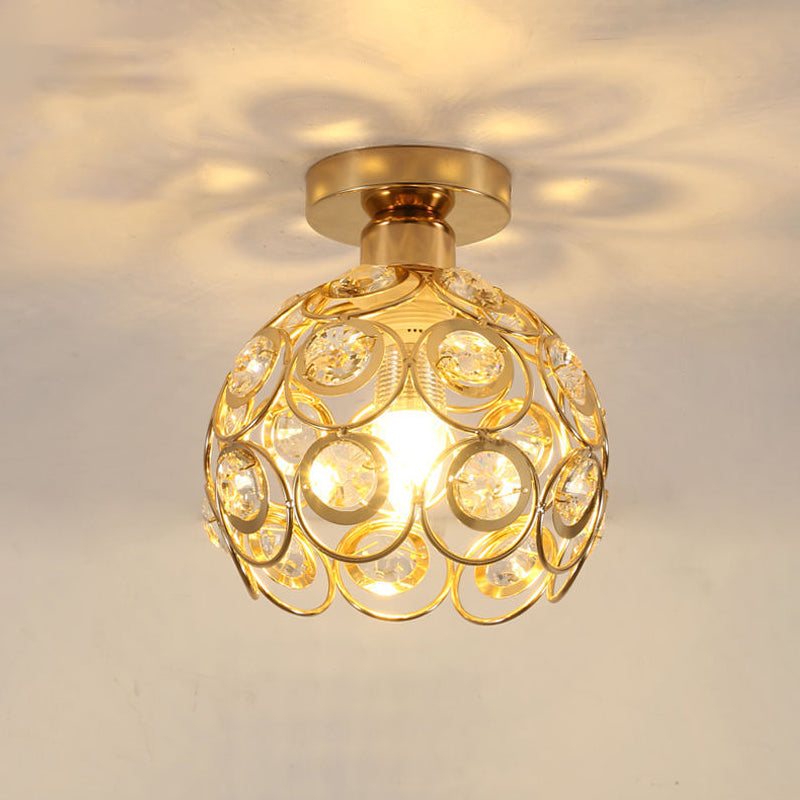 Crystal Global Flush Mount Light Modern 1 Head Ceiling Flush Light for Aisle