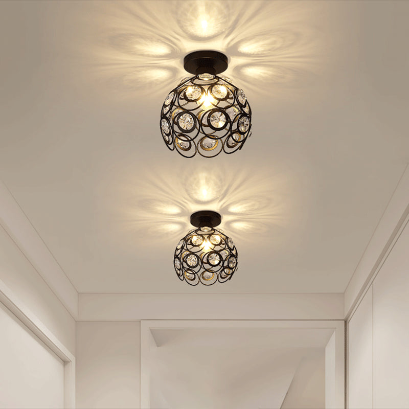 Crystal Global Flush Mount Light Modern 1 Head Ceiling Flush Light for Aisle