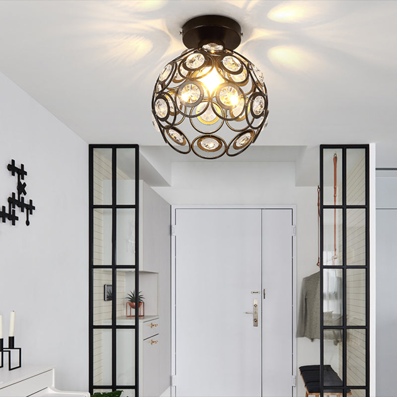 Crystal Global Flush Mount Light Modern 1 Head Ceiling Flush Light for Aisle