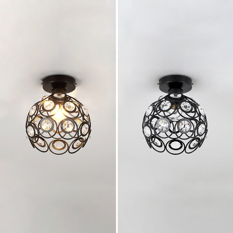 Crystal Global Flush Mount Light Modern 1 Head Ceiling Flush Light for Aisle