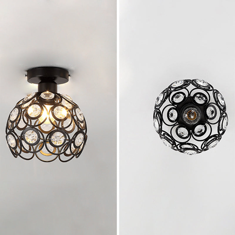 Crystal Global Flush Mount Light Modern 1 Head Ceiling Flush Light for Aisle