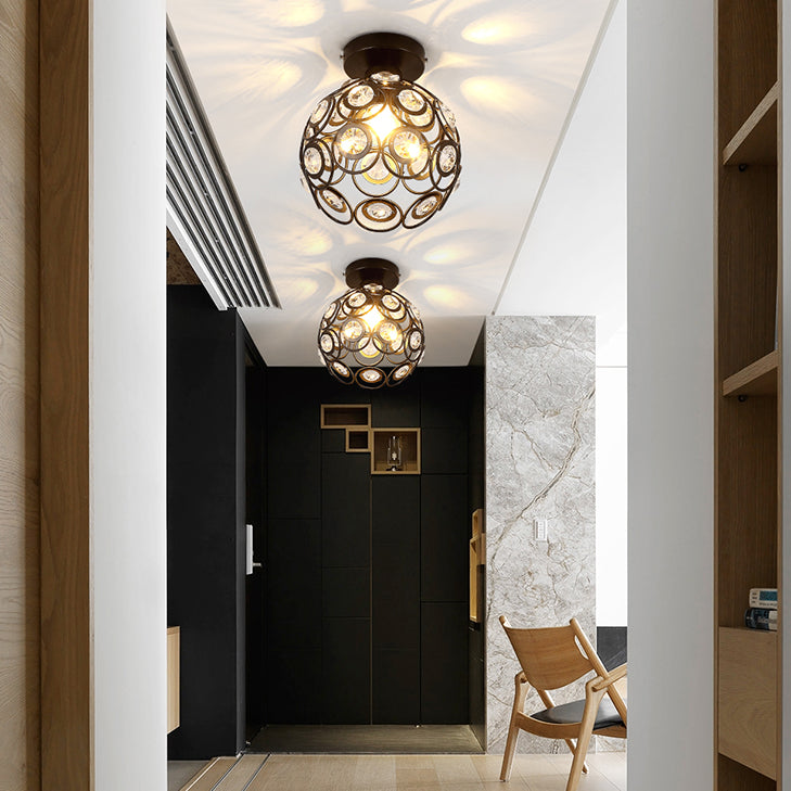 Crystal Global Flush Mount Light Modern 1 Head Ceiling Flush Light for Aisle