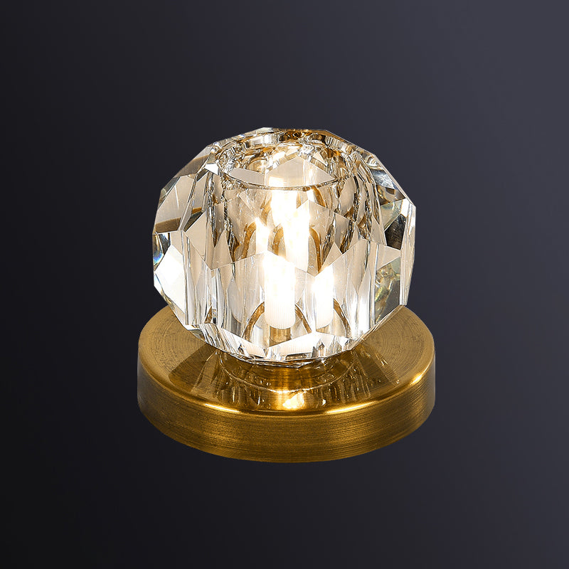 Crystal Ball Ceiling Light Fixture Simple 1 Bulb Brass Flush Mount Light for Aisle