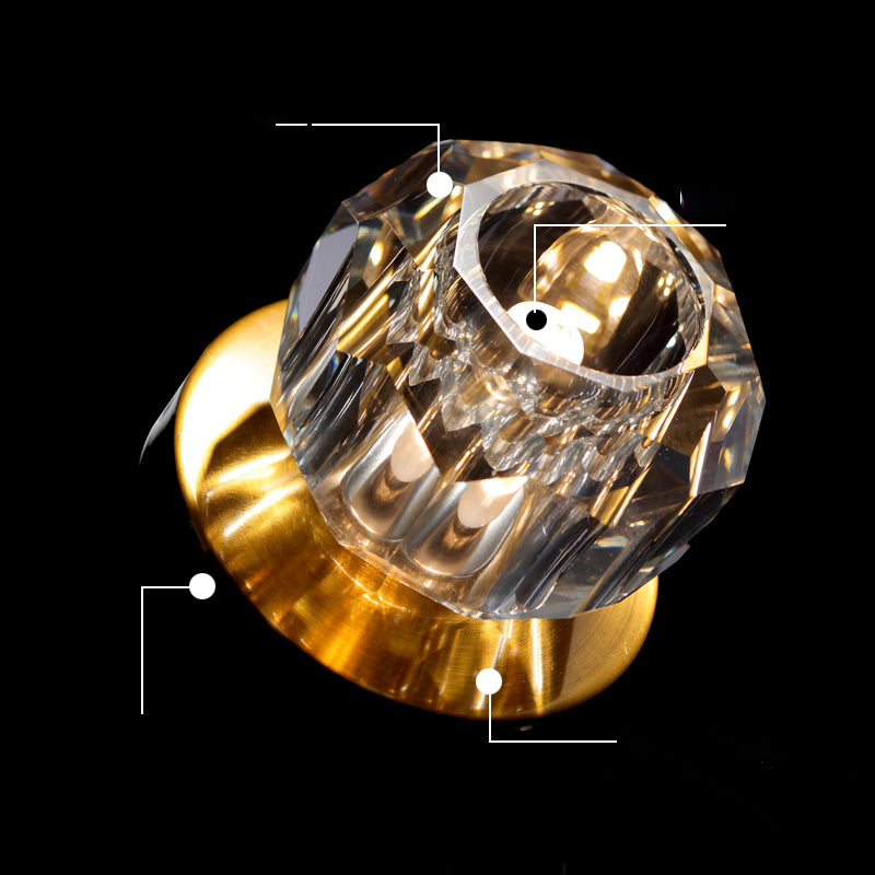Crystal Ball Ceiling Light Fixture Simple 1 Bulb Brass Flush Mount Light for Aisle