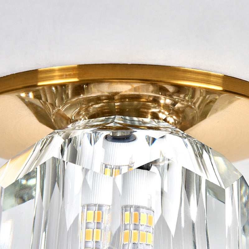Crystal Ball Ceiling Light Fixture Simple 1 Bulb Brass Flush Mount Light for Aisle