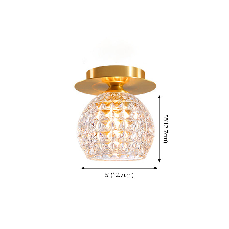 Luminaire de plafond de chambre à coucher sphérique cristal 1 tête minimaliste encastré or