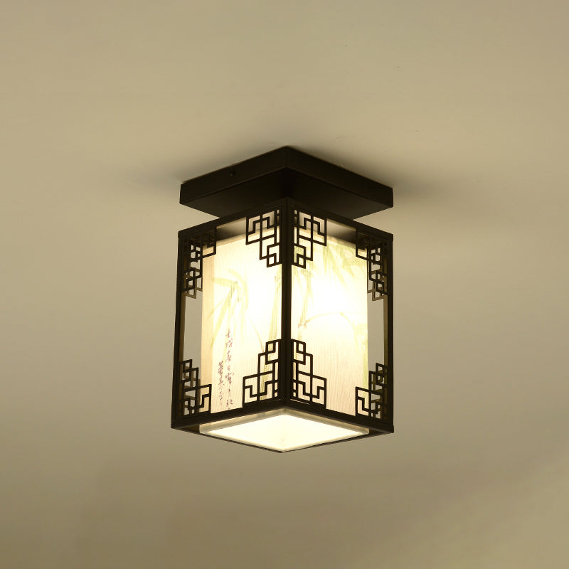Fabric Close to Ceiling Lighting Rectangle Traditional Ceiling Flush Mount Light