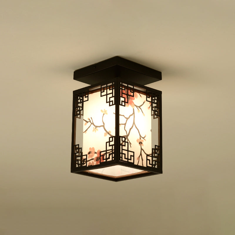 Fabric Close to Ceiling Lighting Rectangle Traditional Ceiling Flush Mount Light
