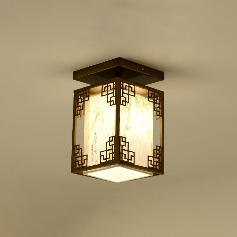 Fabric Close to Ceiling Lighting Rectangle Traditional Ceiling Flush Mount Light