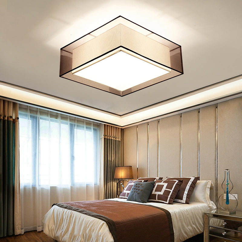 Fabric Geometrical Flush Mount Light Fixture Traditional Bedroom Flush Mount Ceiling Light