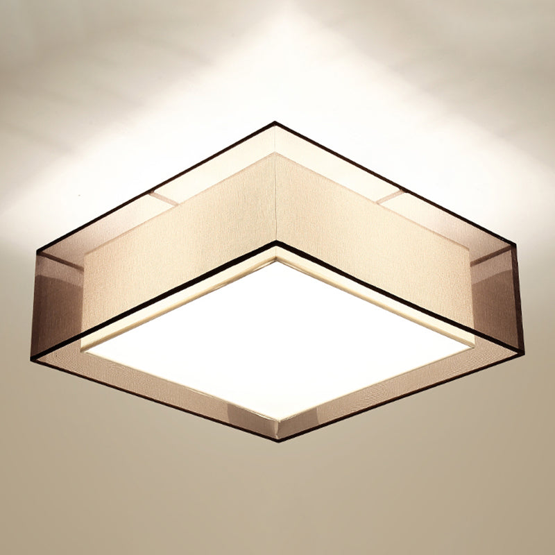 Fabric Geometrical Flush Mount Light Fixture Traditional Bedroom Flush Mount Ceiling Light
