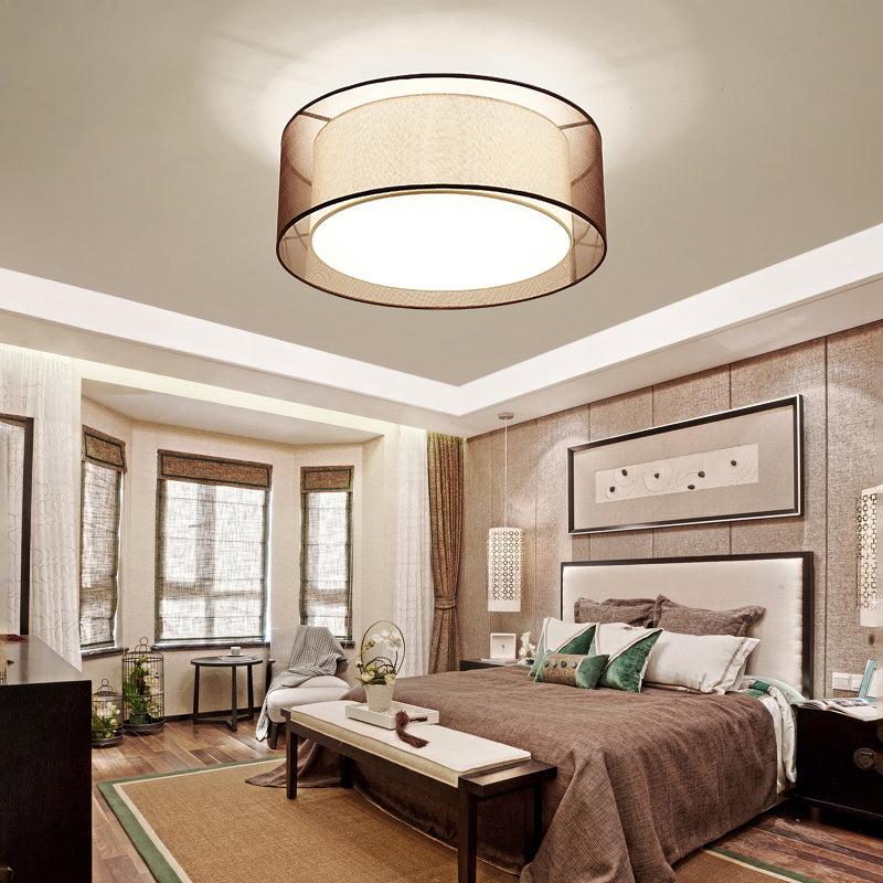 Fabric Geometrical Flush Mount Light Fixture Traditional Bedroom Flush Mount Ceiling Light
